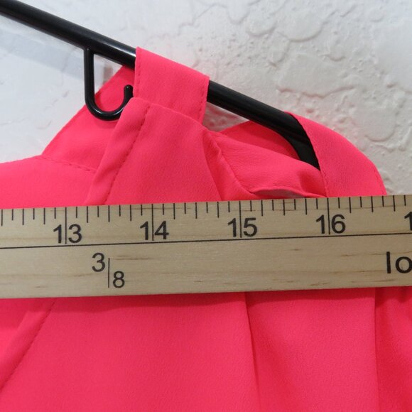 Express* Women's Short Sleeve Boat Neck Curved Hem Pink Sheer Blouse~ Size SP - Picture 6 of 12